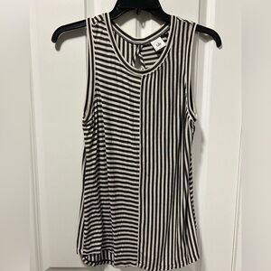 CAbi Black and White Striped Tank Top